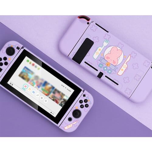 Nintend Switch Shell Protective Case Rabbit Cartoon Purple Theme Cover Back Grip TPU Shell For Nintendo Switch Accessories