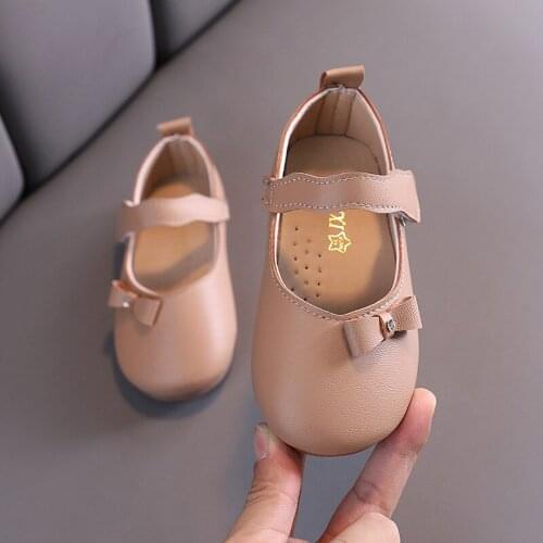Spring autumn new girls bow princess shoes baby leather shoes little girls Velcro soft bottom non-slip single shoes size 21-30