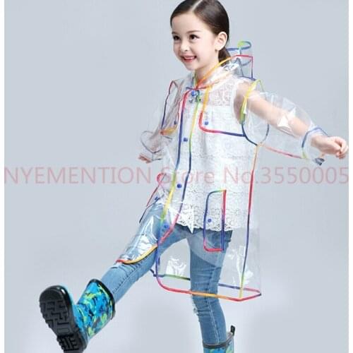 Children Raincoat EVA Transparent Clear Rainwear Hooded Outdoor Touring Rain Coat 20PCS