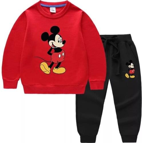 Disney Mickey Baby Boy Clothing Set Girls Hoodies+Casual Pants 2pcs Sports Suits Kids Clothes Fashion Children Outfits