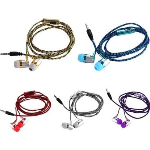 Hot H-169 3.5mm MP3 MP4 Wiring Subwoofer Braided Cord, Universal Music Headphones with Wheat Wire Control