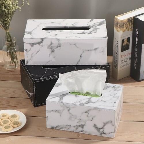 PU Leather Facial Tissue Box Cover Napkin Holder Paper Towel Dispenser Box