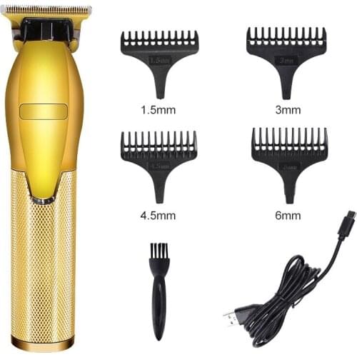 Hair clipper trimmer haircut electric rechargeable gold metal for men barbershop shaving T-blade trimming outline barber shaver