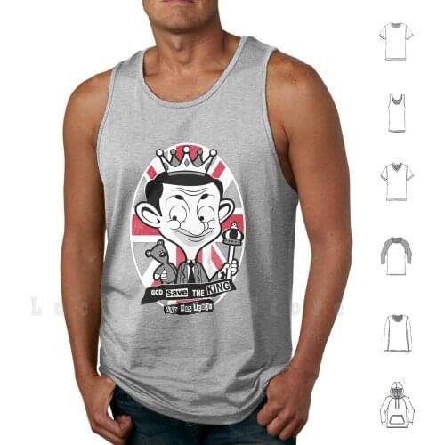 God Save The King Bean Tank Tops Vest 100% Cotton Mr Bean Bean Funny England Album Cover Music Teddy Rowan Atkinson