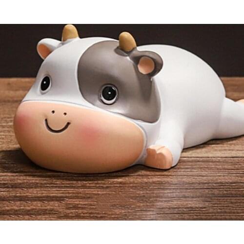 Cute Cartoon Cattle Design Mold Home Office Desktop Decoration Micro Landscape Ornaments Display Model Toy Gift