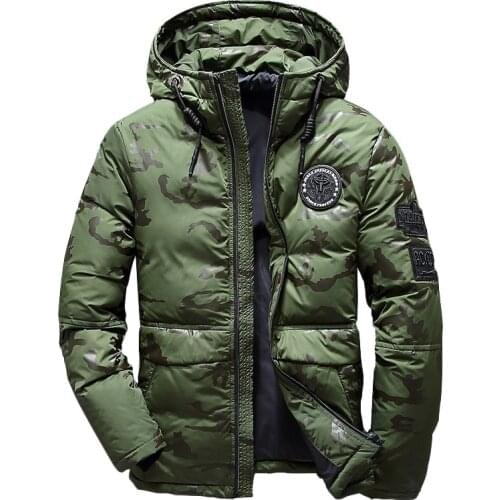 Men Winter Feather Jacket Mens Brand Hooded Camouflage Parka Jackets White Mens Thick Jacket Ultralight Down Jacket Male