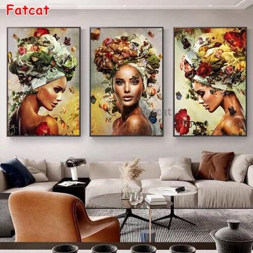Profile Woman Flower butterfly fairy Diy Diamond painting full drill mosiac Diamond Embroidery abstract beauty home Decor PP1986