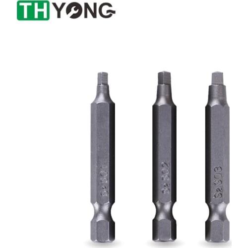 3Pcs Set 50mm Magnetic Square Drill 6.35mm Hex Shank Electric Screwdriver Driver Bit Kit Household Power Repair Tools S1 S2 S3