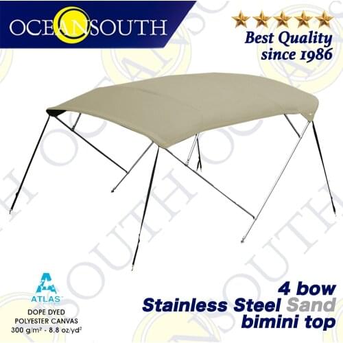 Oceansouth Stainless Steel 4 Bow Bimini 25mm 316 Tube Heavy-Duty Boat-cover Top Canopy Water Sun proof UV Protection Sand