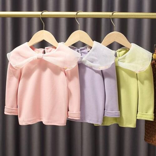 Baby girl clothes toddler girl fall clothes 2020 cute bow collar t-shirt cotton long sleeve t shirt kids children clothes blusas