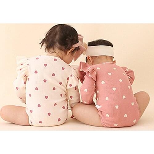 2019 Spring Baby Girl Bodysuits Cute Love Heart Long Sleeve Cotton Infant Jumpsuit Newborn Bodysuit Toddler Baby Girl Clothes