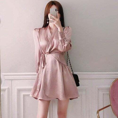New arrival comfortable fashion pink cute formal dress work style vintage elegant solid simple fresh wild mini a-line dress