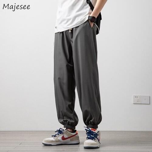 Casual Pants Men Loose Elastic Waist Cool Streetwear Baggy Plus Size M-5XL Japanese Style Sweat Trousers Harajuku Fashion Solid