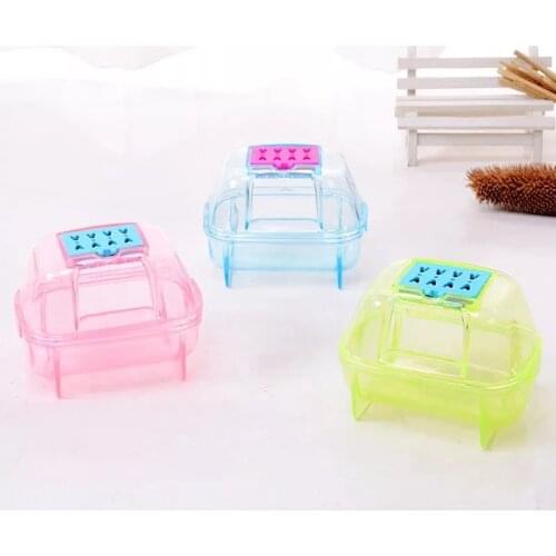 Pet Hamster Sand Bathroom Rectangle Non-slip Hamster Bath House Sand Bath Clear Container Small Animal Accessories