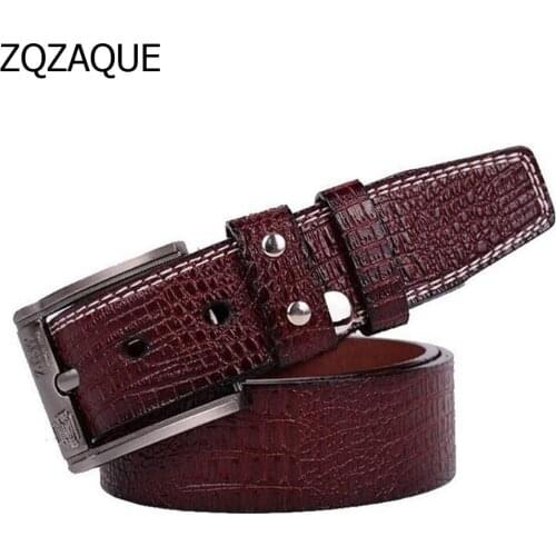 Clearance!! 2020 Unique Sale!! Fashion Mens Leather Belts Microfiber Crocodile Pattern Males Classic Pin Buckle Straps SY067