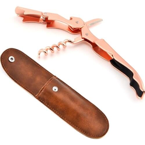 Double Hinged Waiters Corkscrew Wine Opener with Bottle Opener and Serrated Foil Cutter for Restaurant Waiters or Bartenders