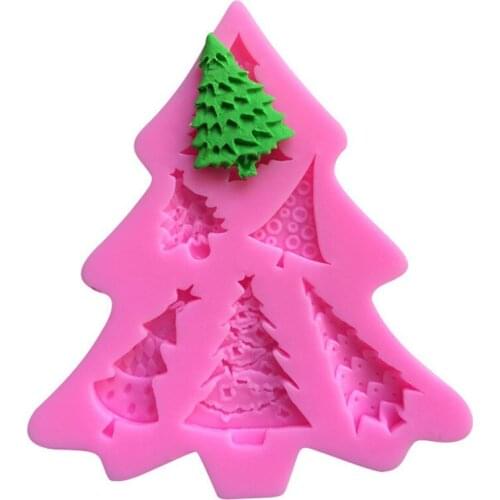 Christmas Tree Shaped Silicone Mold Cake Decoration Fondant Cookies Tools 3D Candy Jelly Ice Soap Mould