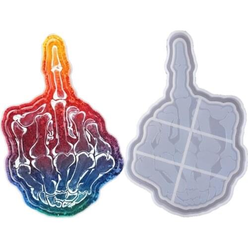 Middle Finger Skull Hand Shape DIY Crystal Epoxy Resin Slicone Mold For Resin Chocolate Fondant Lace Cake Decoration