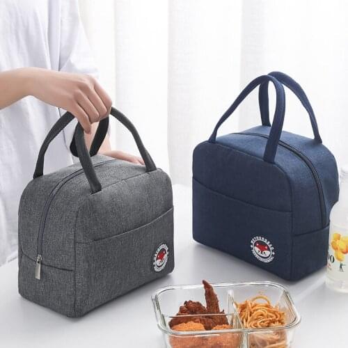 Lunch Bag Cooler Tote Portable Insulated Box Canvas Thermal Cold Food Container Picnic Travel Lunch Handbag Food Storage Bags