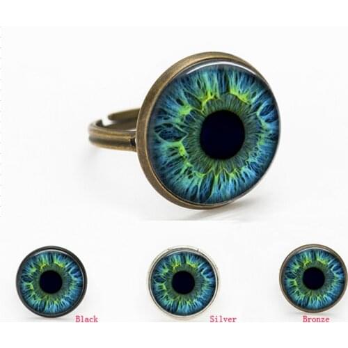 SUTEYI 3 colors Cat eye Glass cabochon statement art rings jewelry gift for send friend adjustable rings handmade 100