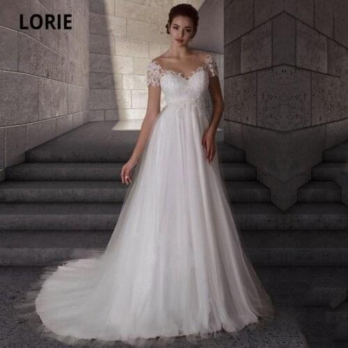 LORIE Wedding Dress for Pregnant Women High Waist Short Sleeves Plus Size Maternity Wedding Gown Bridal Dress vestidos de novia