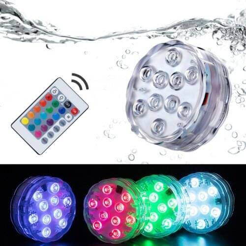 LED Lights RGB Remote Control IP68 Submersible Underwater Light Battery Powered For Fish Tank Swimming Pool Garden Decoration