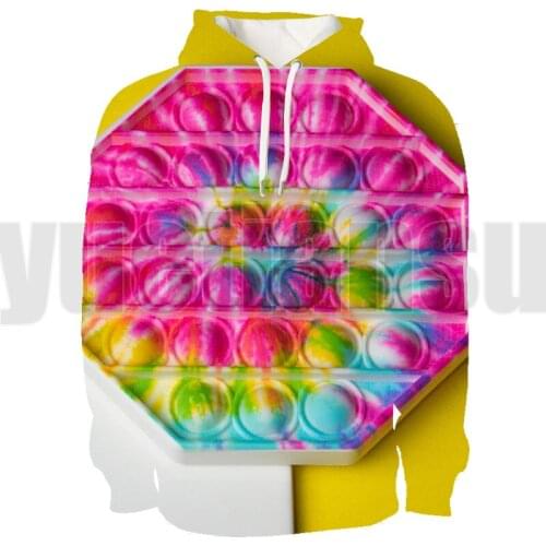 3D POP It Hoodie Tops Rainbow Bubbles Anime POP Fidget Clothes Hoodies Men Pullover Daily Oversized Streetwear for Teenagers