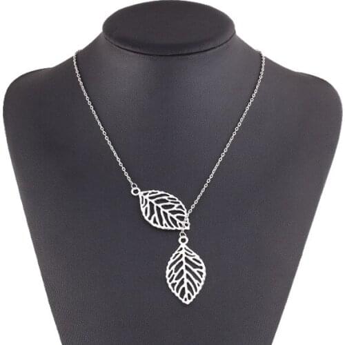 Top Famous Two Leaves Necklace Hollow out Leaf Pendant Necklaces for Women Neckless Men Jewelry