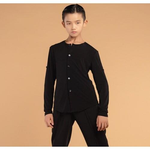 Fall Latin Dance Tops For Boys Black Stage Costume Latina Ballroom Pratice Wear Salsa Dance Wear Samba Dance Outfits JL2150