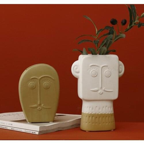 Creative Abstract Face Vase Ceramic Vases Home Decoration Flower Arrangement Living Room Decoration Furnishings Artware Ornament