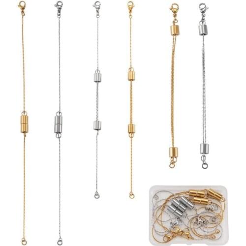 6pcs Stainless Steel Chain Extenders with Lobster Claw Clasps For Jewelry Necklace Chain Length Ajustment DIY Making