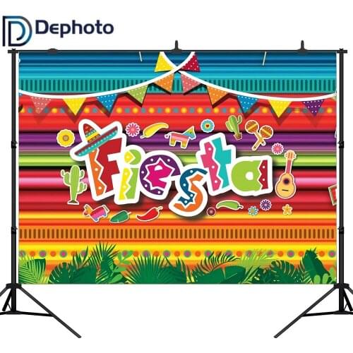 DePhoto Vinyl Fiesta Photo Backdrop Mexican Fiesta Theme Photography Background Birthday Party Banner Photobooth