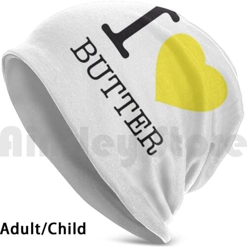 I Love Butter Beanies Knit Hat Hip Hop Butter Milk Cow Cows Bread Baguette Jam Croissant Food Foodie Cooking