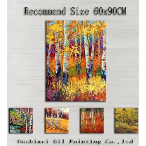 High Quality Many Kinds Of Tree Landscape Oil Painting On Canvas Handmade Abstract Birch Trees Oil Painting For Wall Art Decor