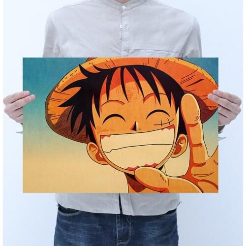 Anime Movie Poster One Piece Vintage Classic Home Simple Dormitory Cafe 51x36cm Wall Sticker Decorative Painting