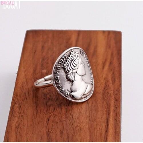 925 sterling silver jewelry retro portrait queen silver coin ring 2019 fashion new womans silver ring