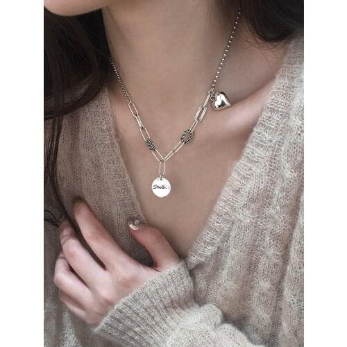 Ms S925 pure silver plated fashion leisure lettering love necklace jewelry, valentines day gift