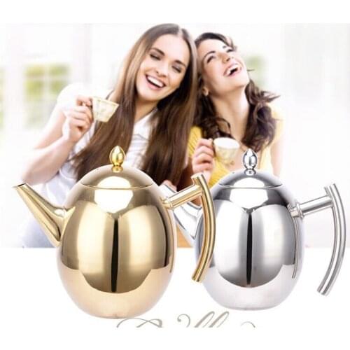 1Liter Stainless Steel Tea Pot With Removable Infuser For Loose Leaf and Tea Bags Safe Heat Resistant Coffee Water Small Kettle