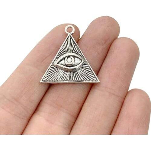 20 x Antique Silver Color All Seeing Eye Of Providence Pagan Symbol Charms Pendants Beads for Jewelry Making Accessories