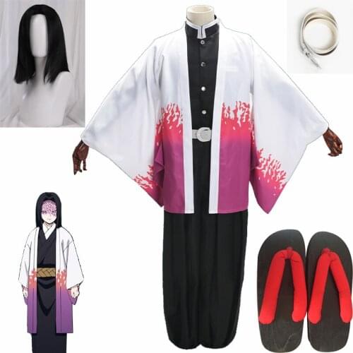 2019 Anime Kimetsu no Yaiba Cosplay Costumes Demon Slayer Agatsuma Zenitsu Cosplay Uniform Men Kimono Halloween Party Costume