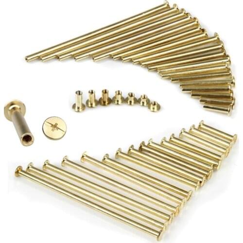 1/5/10/25pcs 5-100mm brass Plated Chicago Screws, Snap Rivet Books Butt Screw, Photo Album Binding Screw