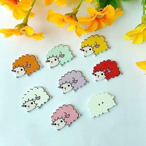 50pcs/pack 17*25mm Sheep cute wooden buttons DIY sewing clothes button for craft scrapbook sewing accessories