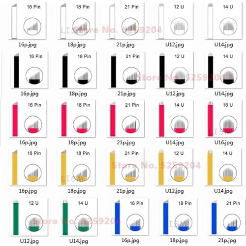 500pcs Tebori Nano Microblading Blades Permanent Makeup Eyebrow Tattoo Needles U shape Flex 12/14/18 Pins For Manual Tattoo Pen