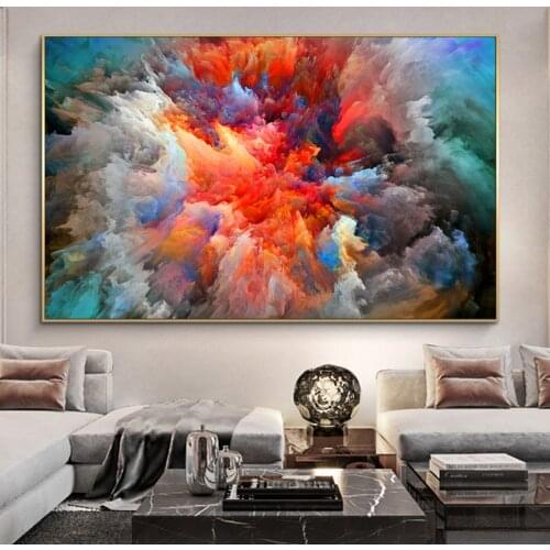 Abstract Colourful Cloud Mist Wall Painting Poster And Prints Visual Shock Watercolour Art Picture Home Deocr For Living Room