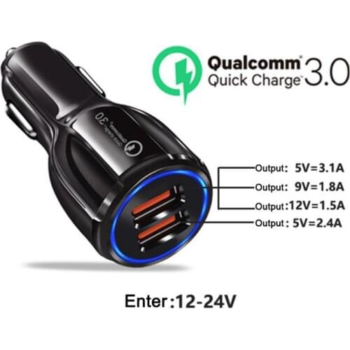 Car Charger Quick Charge 3.0 2.0 Universal Fast Charging Adapter Dual USB Car Charger For Tablet Phone Auto Replacement Parts