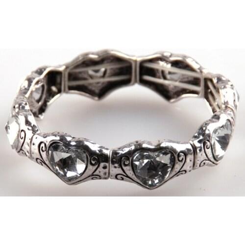 MOODPC Free drop shipping new arrival hot selling heart crystal ladies elastic Bracelet women jewelry