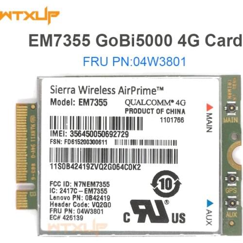 Wireless WWAN Card EM7355 Sierra Gobi5000 LTE 4G Module M.2 NGFF 04W3801 For Lenovo L440 L540 T431s T440 T540P W540 X240