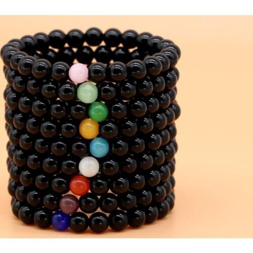 Black Stone Bracelet Natural stone beads Bracelet for Women Men crystal Quartzs Beads Bangle Female gift