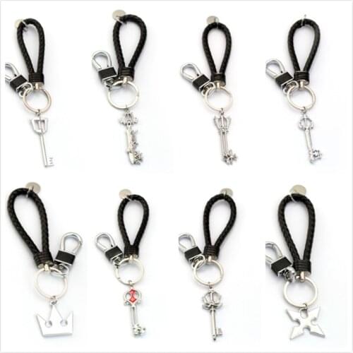 Kingdom Hearts Keychain Keyblade Bag Keyrings Leather Metal Pendant Chaveiro Car Key Chain Men Game Jewelry llaveros