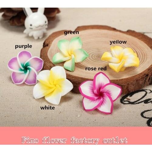 10pcs/lots 25mm Mixed Polymer Clay Charms Frangipaniers Plumeria Flower Beads Leaf For Making Necklace Jewelry Accessories